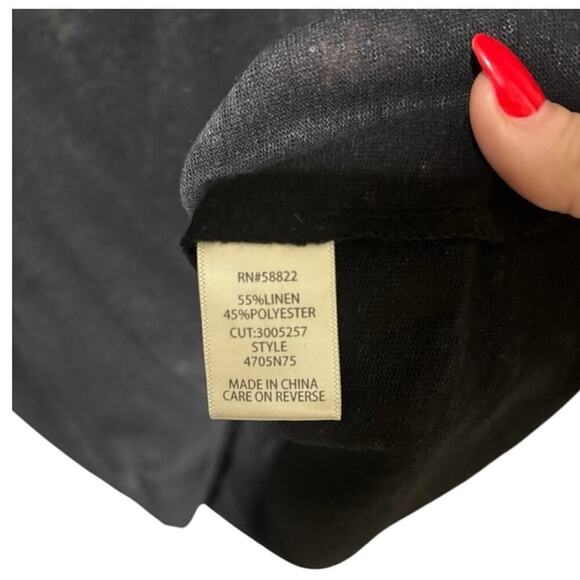 Max Studio Black Linen Blend Boxy Scoop Neck Short Sleeve Tee M NWT - Picture 8 of 8